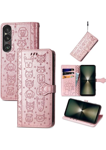 Sony Xperia 1 Vı Karikatür Hayvanlar Için Flip Case Deri Kılıf Kapak Çevirin (Yurt Dışından)
