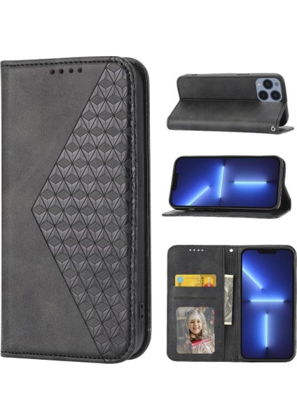 IPhone 13 Için Flip Case Pro Eşkenar Dörtgen Şekli El Kayışı Standı Günlük Kullanım (Yurt Dışından)
