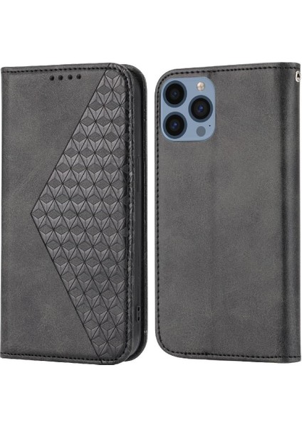 IPhone 13 Için Flip Case Pro Eşkenar Dörtgen Şekli El Kayışı Standı Günlük Kullanım (Yurt Dışından)