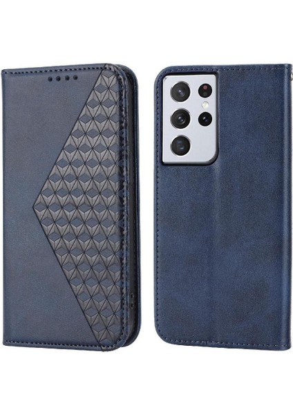 Samsung Galaxy S21 Ultra Eşkenar Dörtgen Şekli El Kayışı Günlük Kullanım Için Flip Case (Yurt Dışından)