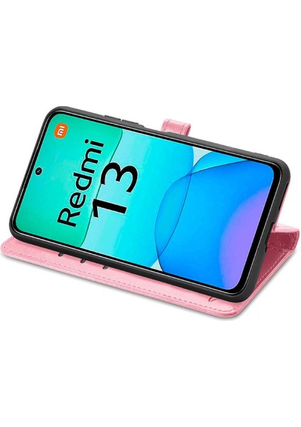 Xiaomi Redmi Için Flip Case 13 4g Deri Kılıf Kısa Kayış Karikatür Hayvanlar (Yurt Dışından)