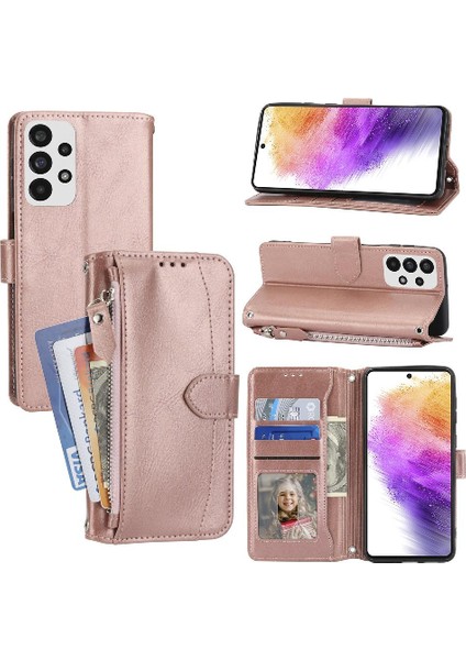 Samsung Galaxy A73 5g Kayış Kart Tutucu Kickstand Pu Için Flip Case (Yurt Dışından)