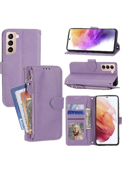 Samsung Galaxy S21 Için Flip Case Pu Deri Kickstand Kart Tutucu Kayış (Yurt Dışından)
