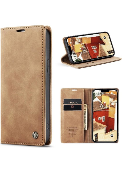 Iphone 14 Için Flip Case Artı Durumda Kart Yuvası Kickstand Manyetik Kapatma Pu (Yurt Dışından)