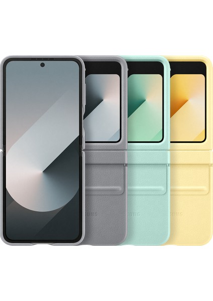 Galaxy Flip6 Vegan Deri Kılıf - Gri