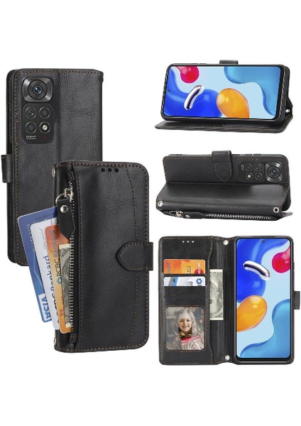 Xiaomi Redmi Not 11 Için Flip Case 4g Kickstand Kayış Pu Deri Kart (Yurt Dışından)