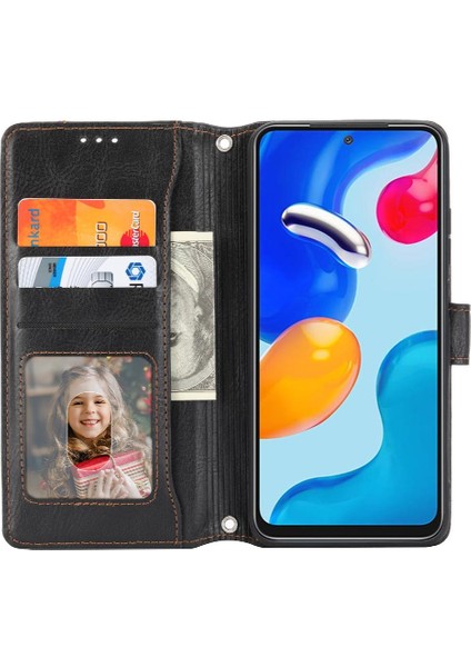 Xiaomi Redmi Not 11 Için Flip Case 4g Kickstand Kayış Pu Deri Kart (Yurt Dışından)