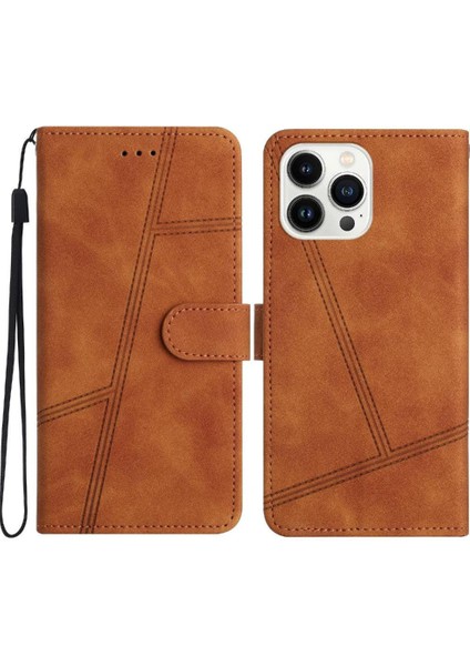 IPhone 15 Için Flip Case Pro Bilek Kayışı Cüzdan Pu Deri Tam Koruma (Yurt Dışından)