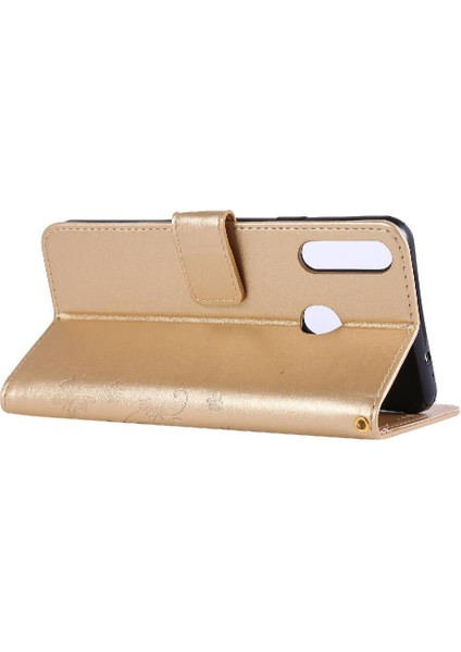Samsung Galaxy A20S Kickstand Pu Deri Kart Tutucu Bilek Için Filp Durumda (Yurt Dışından)