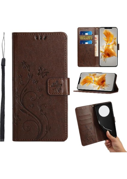 Huawei Mate 50 Pro Için Filp Durumda Manyetik Kapatma Kart Tutucu Bilek Kayışı (Yurt Dışından)