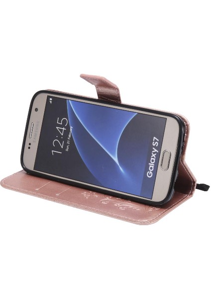 Samsung Galaxy S7 Flip Kickstand Pu Deri Kart Yuvası Standı ile (Yurt Dışından)