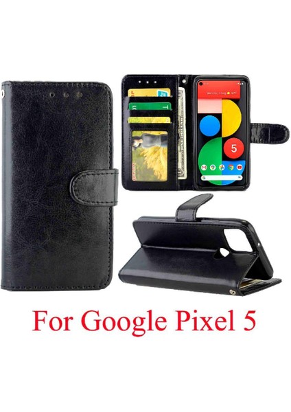 Google Piksel 5 Manyetik Kapatma Kart Tutucu Pu Deri Için Flip Case (Yurt Dışından)