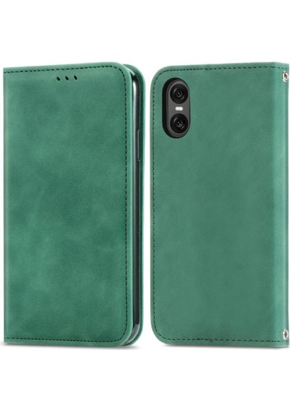 Sony Xperia 10 Vı Için Flip Case Cüzdan Basit Iş Deri Kılıf Flip (Yurt Dışından)