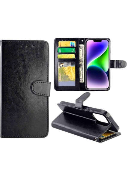 IPhone 14 Için Flip Case Artı Darbeye Dayanıklı Kart Tutucu Kickstand Manyetik Pu (Yurt Dışından)