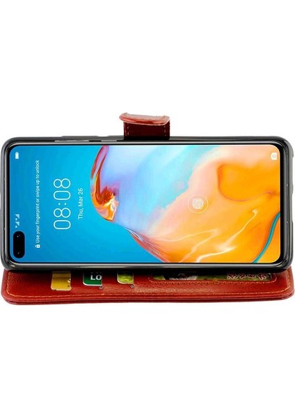 Huawei P40 Pro Darbeye Manyetik Kapatma Pu Deri Kart Için Flip Case (Yurt Dışından)