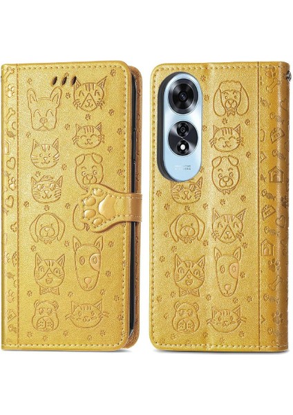 Oppo A60 4g Flip Kapak Için Flip Case Kısa Kayış Deri Kılıf Karikatür (Yurt Dışından)