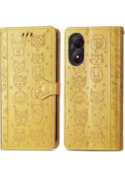 Zte A34 Karikatür Hayvanlar Için Flip Case Kısa Kayış Deri Kılıf Kapak Çevirin (Yurt Dışından) fırsatları
