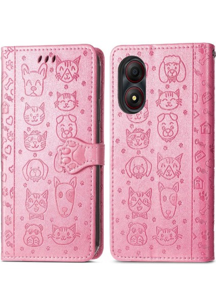 Zte A34 Karikatür Hayvanlar Için Flip Case Kısa Kayış Deri Kılıf Kapak Çevirin (Yurt Dışından)