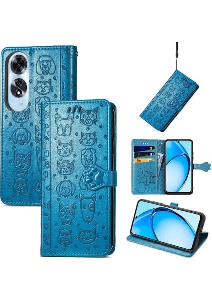 Oppo A60 4g Flip Kapak Için Flip Case Kısa Kayış Deri Kılıf Karikatür (Yurt Dışından)