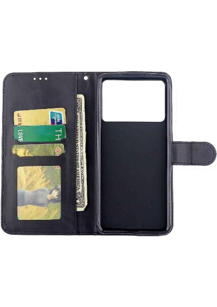 Xiaomi Poco X6 Pro Için Filp Durumda Tam Koruma Kartı Tutucu Kickstand Pu (Yurt Dışından)