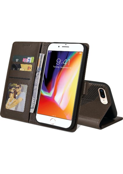 Iphone 6 Için Flip Case Artı Kickstand Premium Deri Üç Kart Yuvaları (Yurt Dışından)