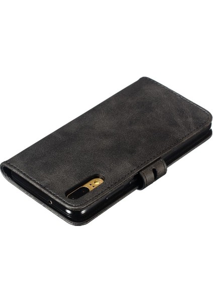 Huawei P20 Için Cüzdan Durumda Tüm Yuvarlak Koruma Kickstand Kart Tutucu (Yurt Dışından)