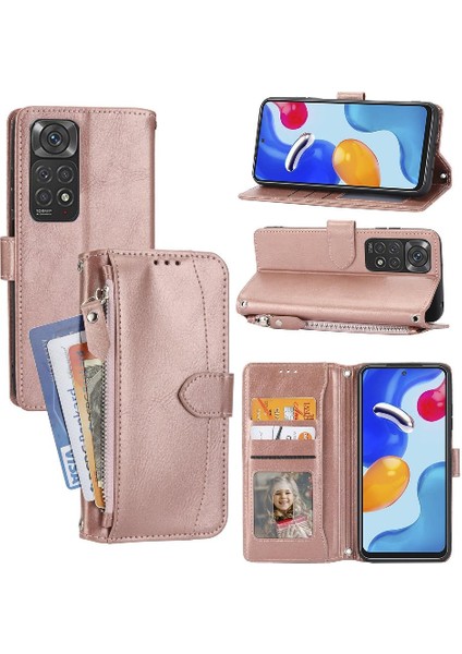 Xiaomi Redmi Not 11 Için Flip Case 4g Kickstand Kayış Pu Deri Kart (Yurt Dışından)