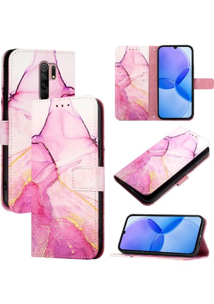 Xiaomi Poco M1 Cüzdan Mermer Desen Kickstand Pu Deri Kılıf (Yurt Dışından)