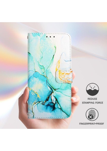 Huawei P30 Pro Kickstand Cüzdan Mermer Desen Pu Deri Kılıf (Yurt Dışından)