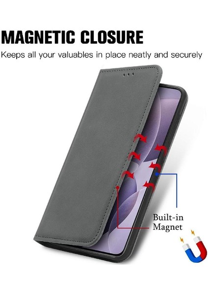 Xiaomi Poco F6 Pro Için Flip Case Deri Kılıf Cüzdan Basit Iş Çevirme (Yurt Dışından)