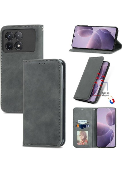 Xiaomi Poco F6 Pro Için Flip Case Deri Kılıf Cüzdan Basit Iş Çevirme (Yurt Dışından)