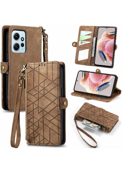Xiaomi Redmi Not 12 Için Flip Case 4g Darbeye Deri Kılıf Kapak Çevirin (Yurt Dışından)