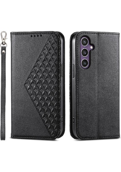 Samsung Galaxy S24 Artı Günlük Kullanım Için Flip Case Eşkenar Dörtgen Şekli El Kayışı (Yurt Dışından)