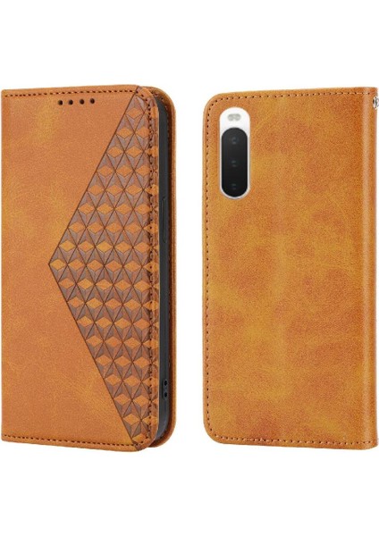 Manyi Mall Sony Xperia 10 Iv El Kayışı Eşkenar Dörtgen Şekli Cüzdan Günlük Kullanım Için Flip Case (Yurt Dışından)