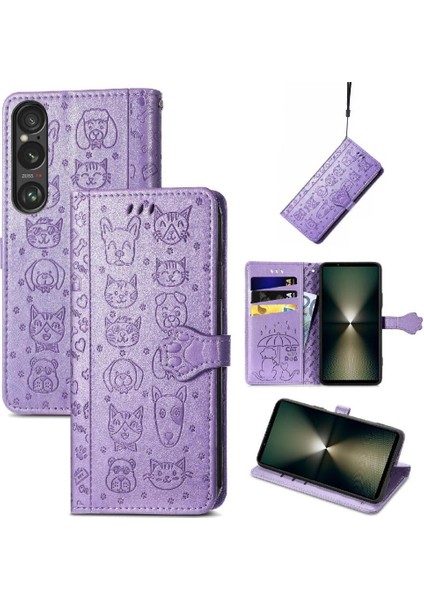 Sony Xperia 1 Vı Karikatür Hayvanlar Için Flip Case Deri Kılıf Kapak Çevirin (Yurt Dışından)