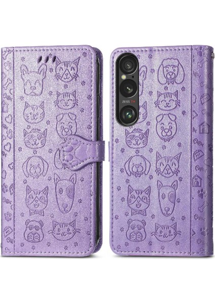 Sony Xperia 1 Vı Karikatür Hayvanlar Için Flip Case Deri Kılıf Kapak Çevirin (Yurt Dışından)