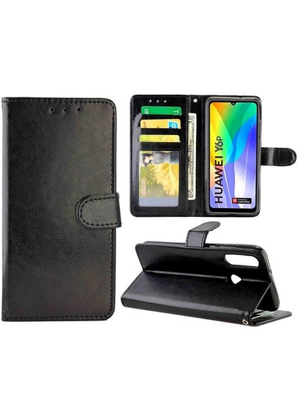Huawei Y6P Kickstand Pu Deri Darbeye Dayanıklı Kart Tutucu Için Flip Case (Yurt Dışından)