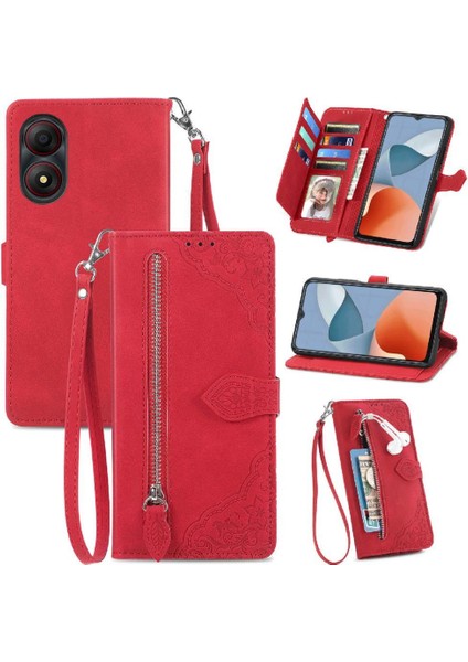 Zte A34 Cüzdan Flip Fermuar Tarzı Çoklu Kart Yuvası Çok Renkli Flip Case (Yurt Dışından)