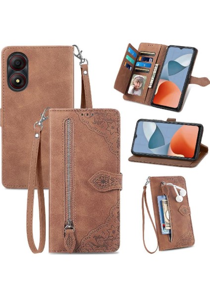 Zte A34 Cüzdan Flip Fermuar Tarzı Çoklu Kart Yuvası Çok Renkli Flip Case (Yurt Dışından)