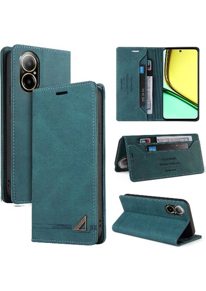 Realme C67 4g Iki Kart Yuvaları Kickstand Premium Deri Için Flip Case (Yurt Dışından)