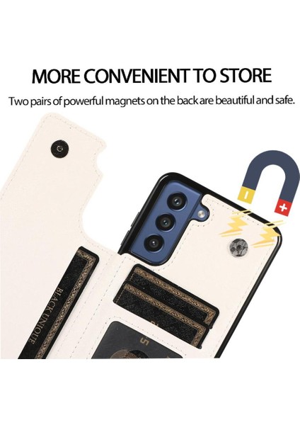 Samsung Galaxy S21 Fe Kart Yuvaları Için Cüzdan Durumda Çift Manyetik Toka Pu (Yurt Dışından) modelleri