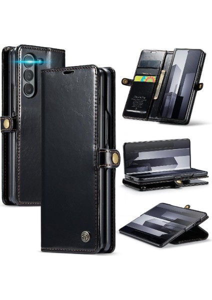 Samsung Galaxy Z Için Flip Case Fold 6 5g Retro Cüzdan Kapak Çılgın At (Yurt Dışından)