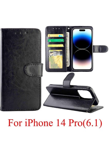 IPhone 14 Için Flip Case Pro Kickstand Kart Tutucu Pu Deri Manyetik (Yurt Dışından)