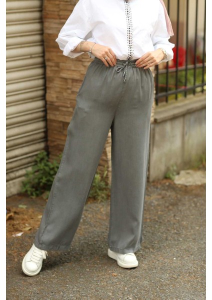 1105-TENSEL Lastikli Pantolon Gri fiyatları