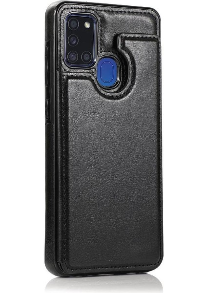 Cüzdan Kılıf Samsung Galaxy A21S Çift Manyetik Toka Kart Yuvaları Pu (Yurt Dışından)