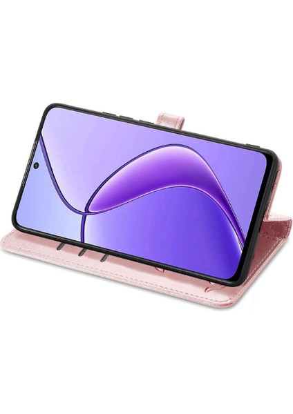 Realme 12 Için Flip Case Deri Kılıf Karikatür Hayvanlar Kısa Kayış Flip (Yurt Dışından)