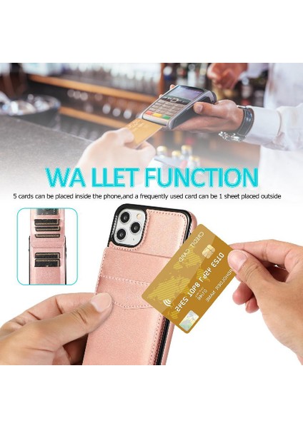 IPhone 11 Pro Max Kart Tutucu Kılıf Cüzdan Manyetik Toka ile Uyumlu (Yurt Dışından)