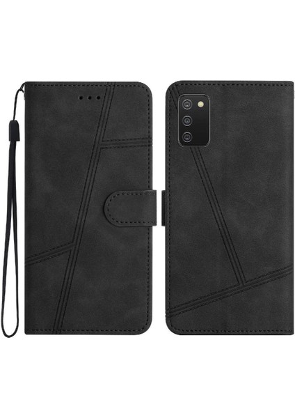 Samsung Galaxy A02S Flip Case Için Folio Bilek Kayışı Cüzdan Pu Deri (Yurt Dışından)