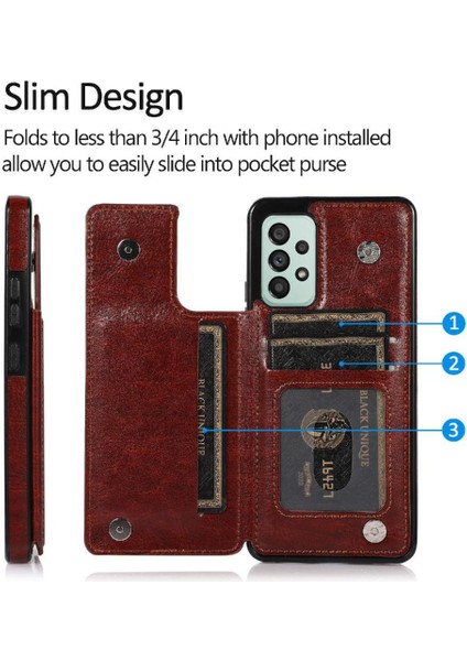 Cüzdan Kılıf Samsung Galaxy A73 5g Pu Deri Kart Yuvaları Çift Toka (Yurt Dışından)