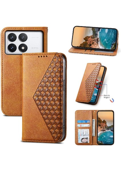 Xiaomi Poco X6 Pro 5g Eşkenar Dörtgen Şekli Cüzdan Standı Günlük Kullanım Için Flip Case (Yurt Dışından)